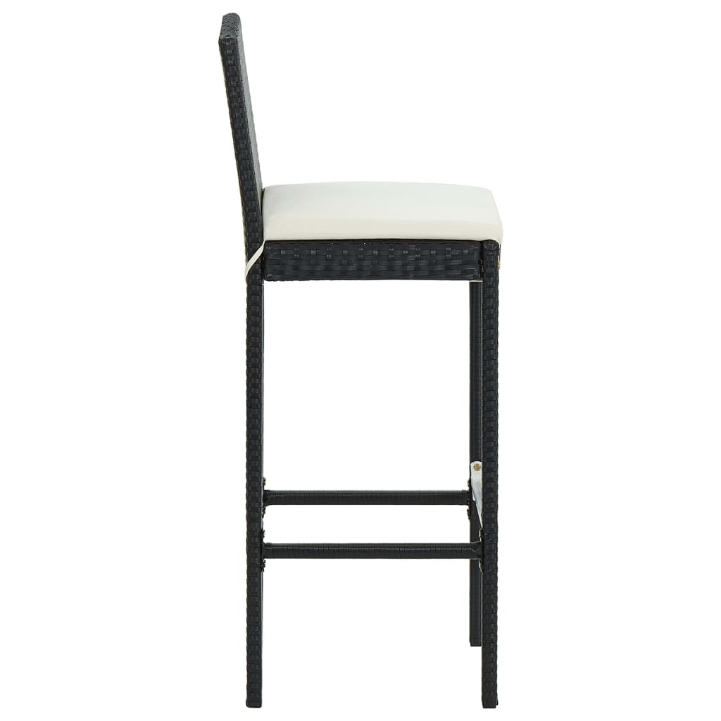 vidaXL 7 Piece Garden Bar Set with Cushions Black