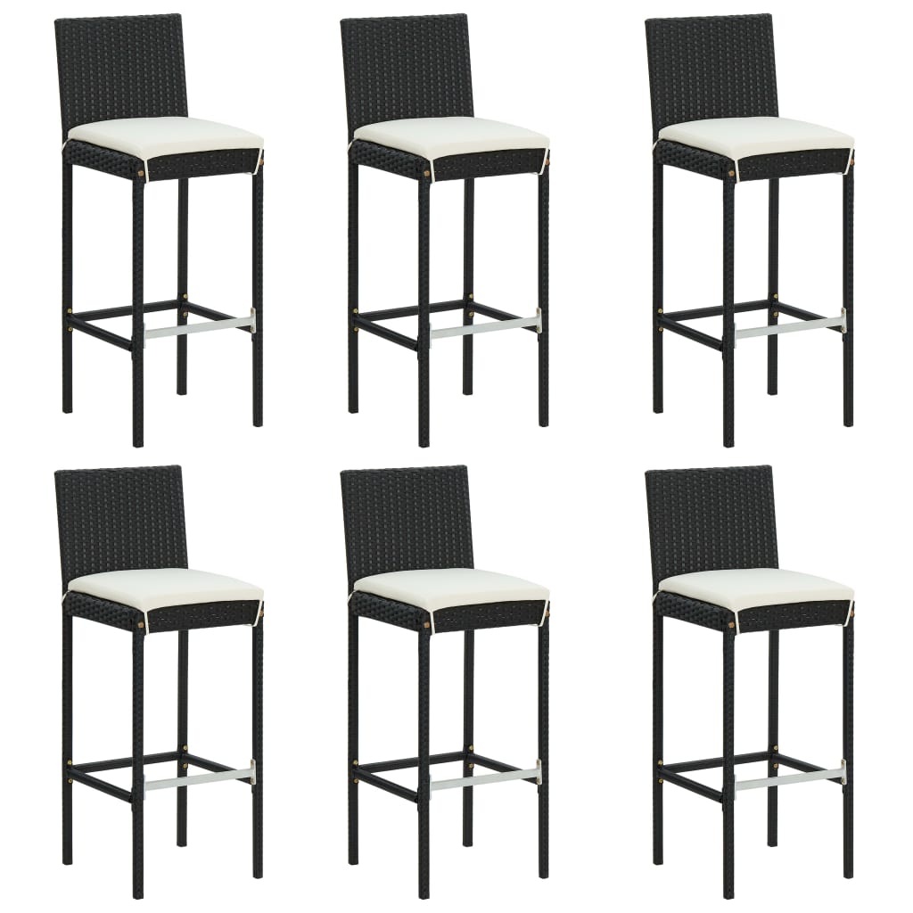 vidaXL 7 Piece Garden Bar Set with Cushions Black