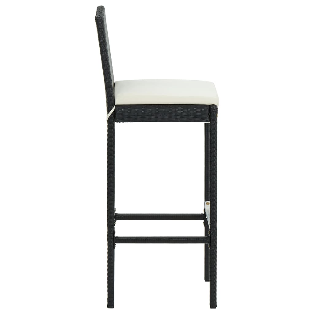 vidaXL 7 Piece Garden Bar Set with Cushions Black