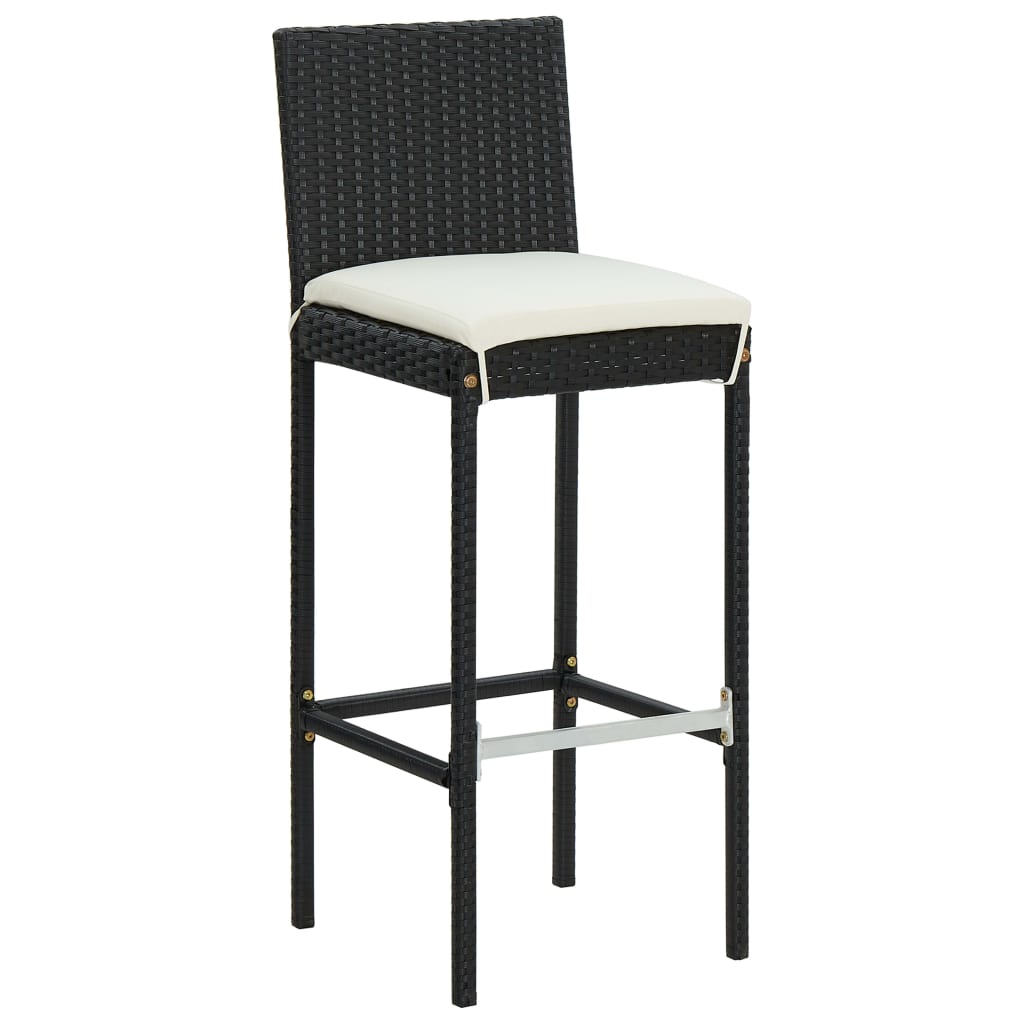 vidaXL 7 Piece Garden Bar Set with Cushions Black