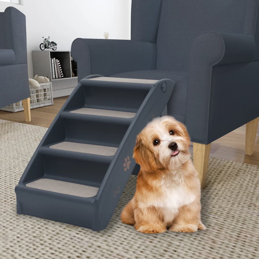 vidaXL Folding Dog Stairs Cream 62x40x49.5 cm