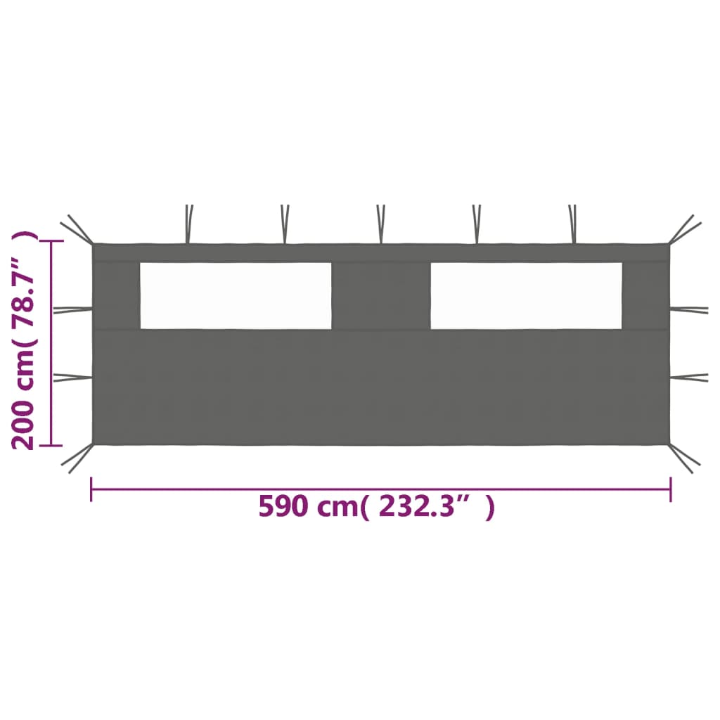 vidaXL Gazebo Sidewall with Windows 4x2 m Anthracite