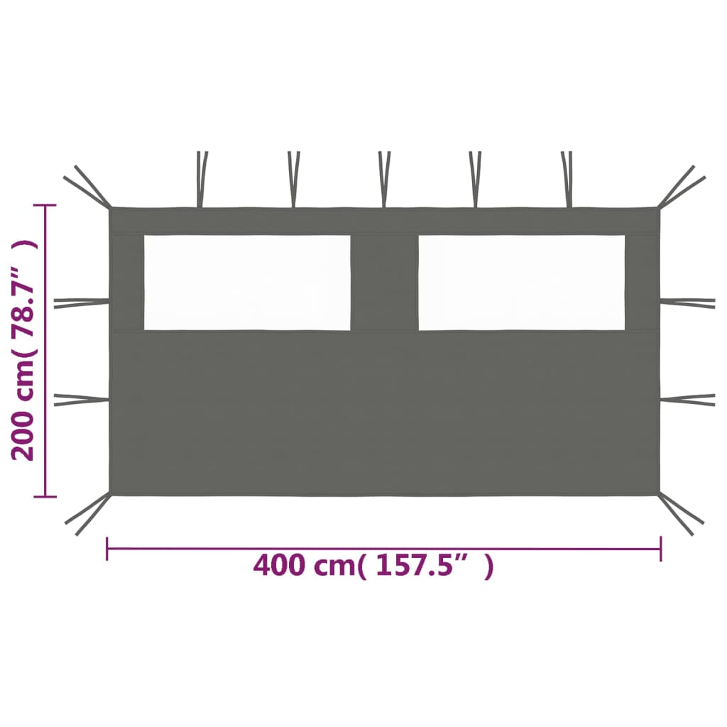 vidaXL Gazebo Sidewall with Windows 4x2 m Anthracite