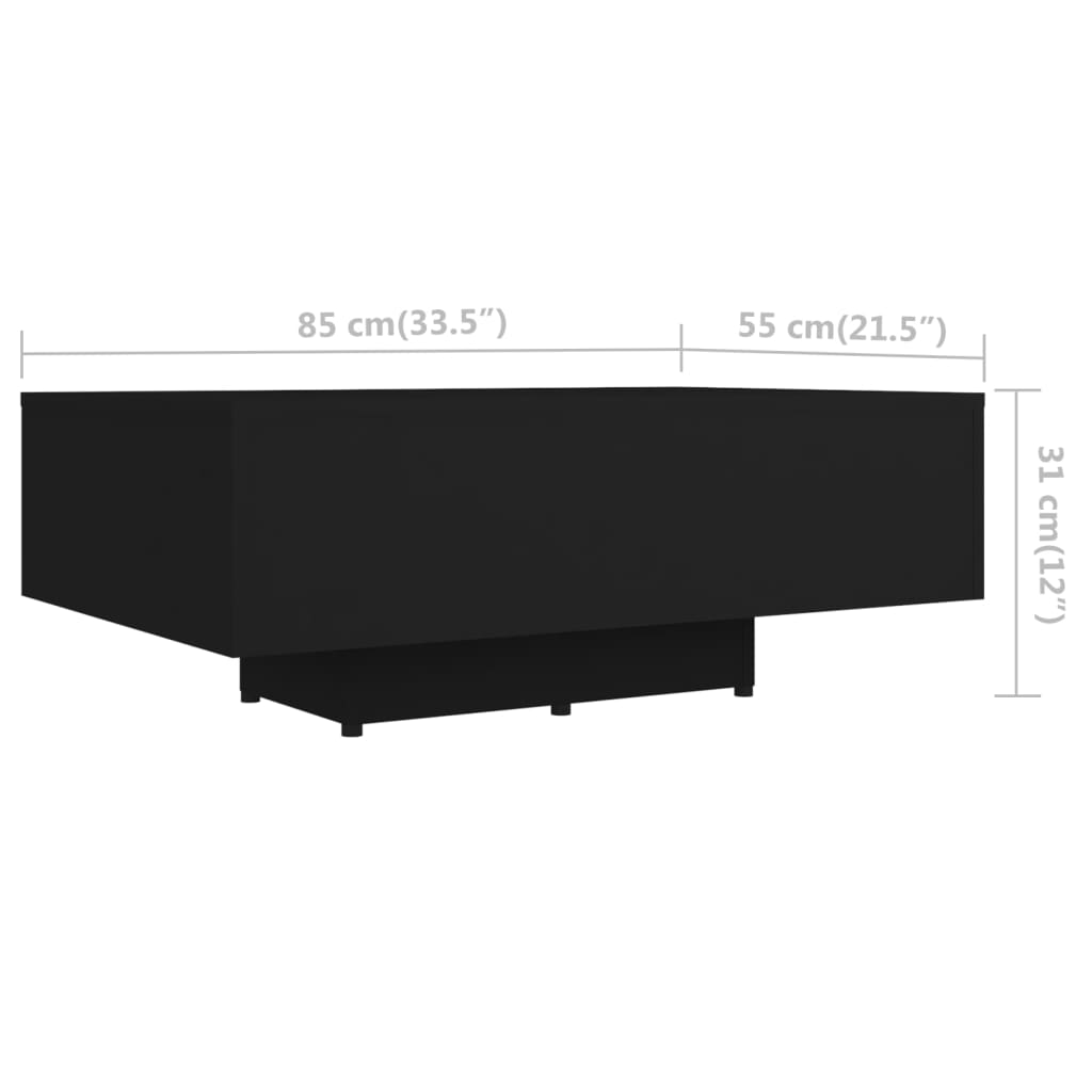 vidaXL Coffee Table Black 85x55x31 cm Engineered Wood