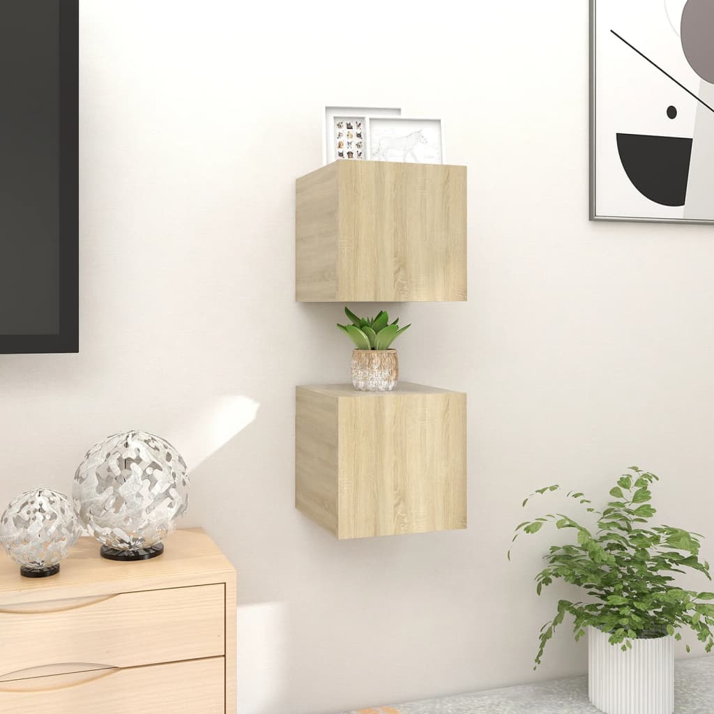 vidaXL Wall Mounted TV Cabinets 2 pcs Sonoma Oak 30.5x30x30 cm