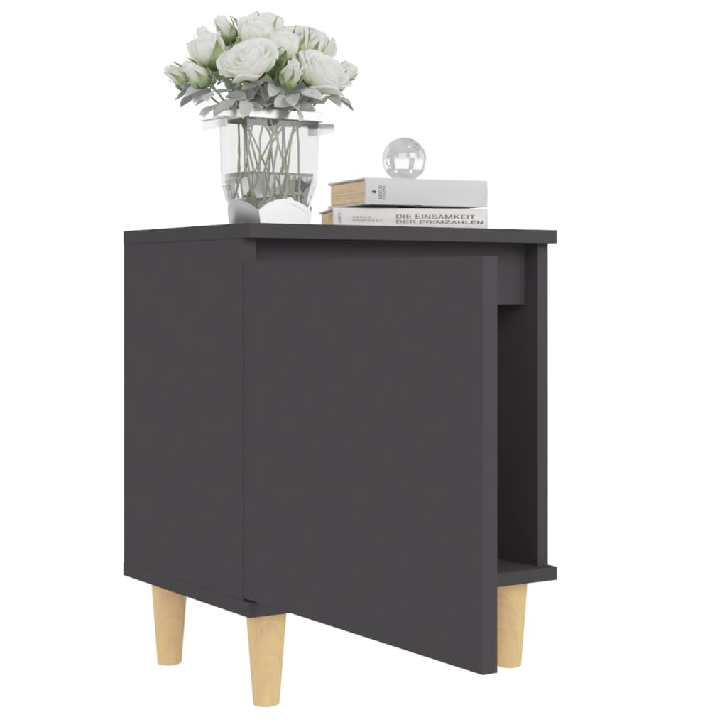 vidaXL Bed Cabinet with Solid Wood Legs Black 40x30x50 cm