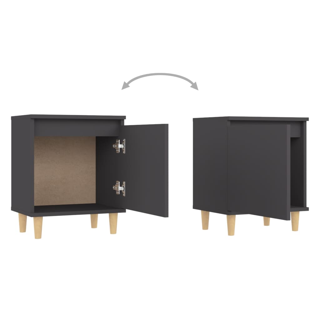 vidaXL Bed Cabinet with Solid Wood Legs Black 40x30x50 cm