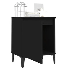 vidaXL Bed Cabinet with Metal Legs Black 40x30x50 cm