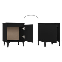 vidaXL Bed Cabinet with Metal Legs Black 40x30x50 cm