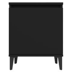 vidaXL Bed Cabinet with Metal Legs Black 40x30x50 cm