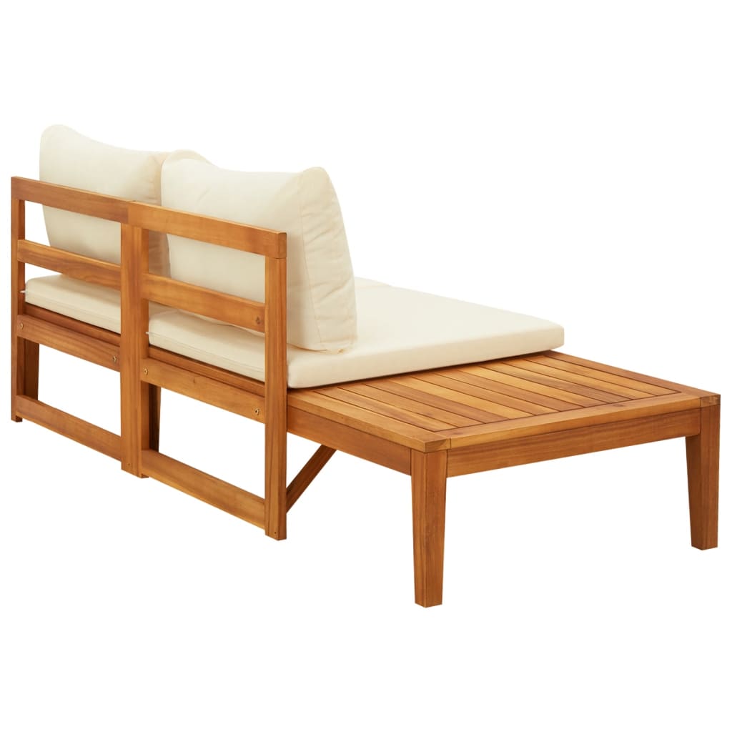 vidaXL Garden Bench with Table Dark Grey Cushions Solid Acacia Wood