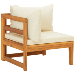 vidaXL Corner Sofa with Cream White Cushions Solid Acacia Wood