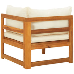 vidaXL Corner Sofa with Cream White Cushions Solid Acacia Wood