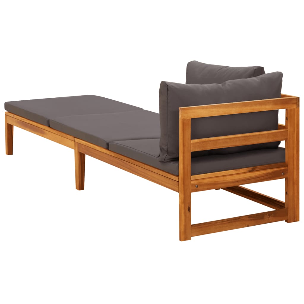 vidaXL Sun Lounger with 1 Armrest Dark Grey Solid Acacia Wood