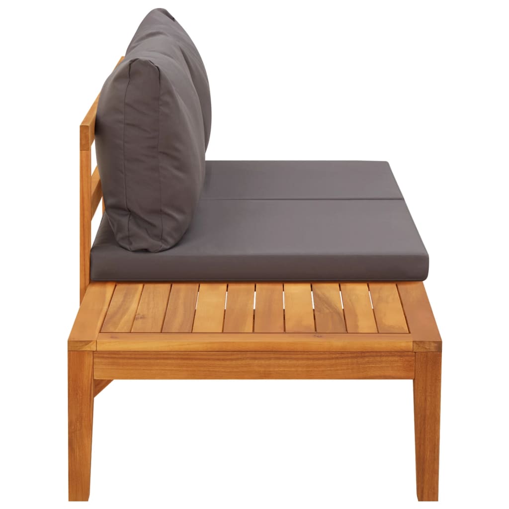 vidaXL Garden Bench with Table Dark Grey Cushions Solid Acacia Wood