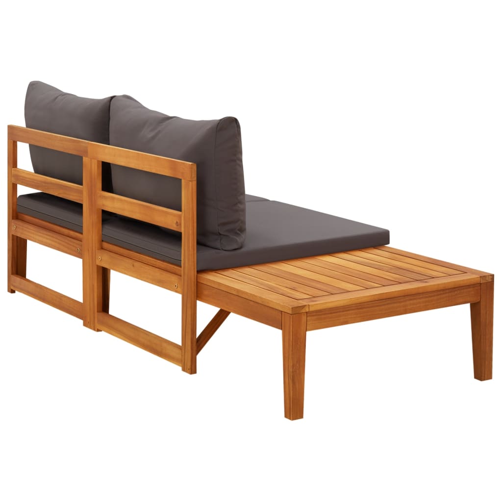 vidaXL Garden Bench with Table Dark Grey Cushions Solid Acacia Wood