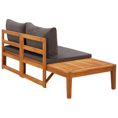 Garden Bench with Table Dark  Cushions Solid Acacia Wood
