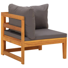 vidaXL Corner Sofa with Dark Grey Cushions Solid Acacia Wood