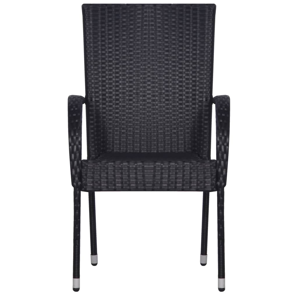 vidaXL 7 Piece Garden Dining Set Poly Rattan Black