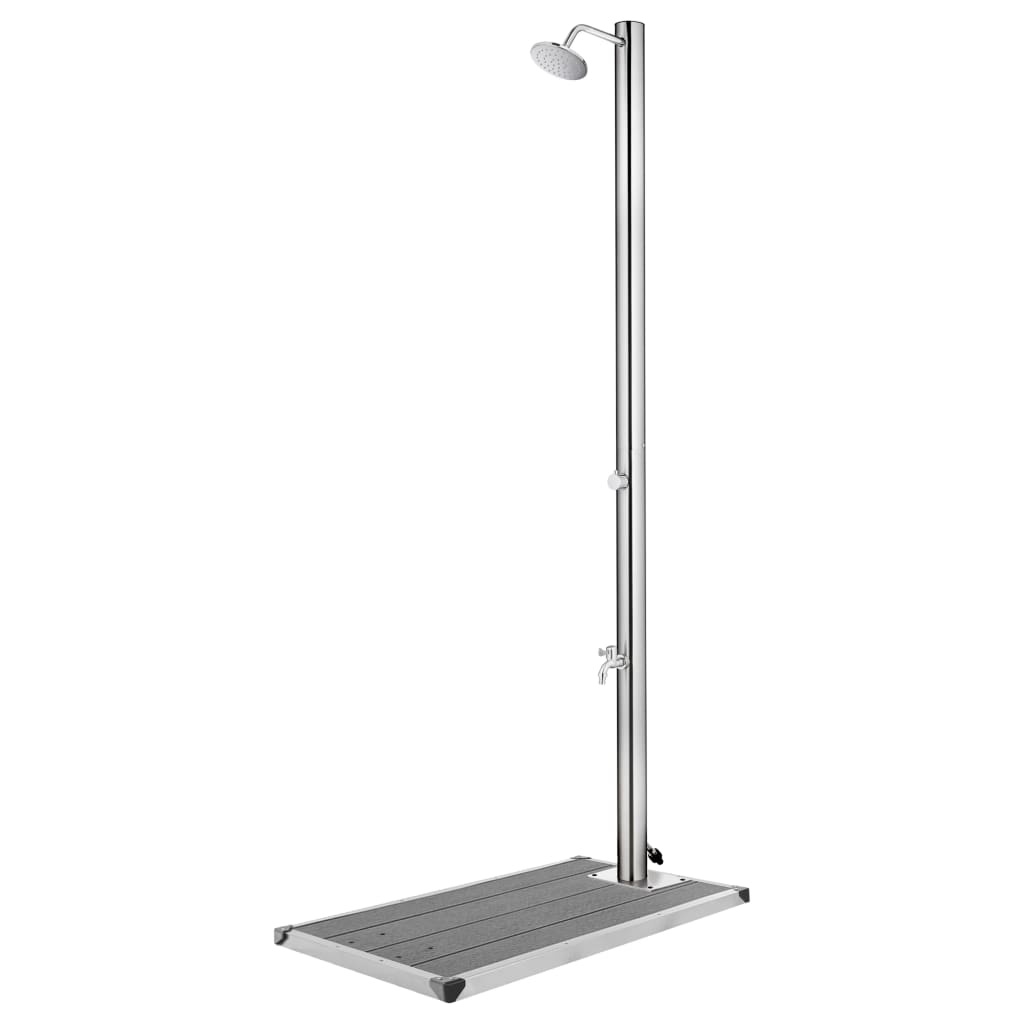 vidaXL Garden Shower with Grey Base 220 cm Stainless Steel