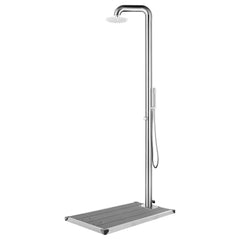 vidaXL Garden Shower with Brown Base 230 cm Stainless Steel