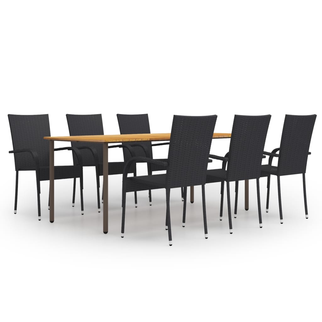 vidaXL 9 Piece Garden Dining Set Poly Rattan Black