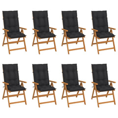 vidaXL Reclining Garden Chairs with Cushions 8 pcs Solid Teak Wood