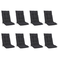 vidaXL Reclining Garden Chairs with Cushions 8 pcs Solid Teak Wood