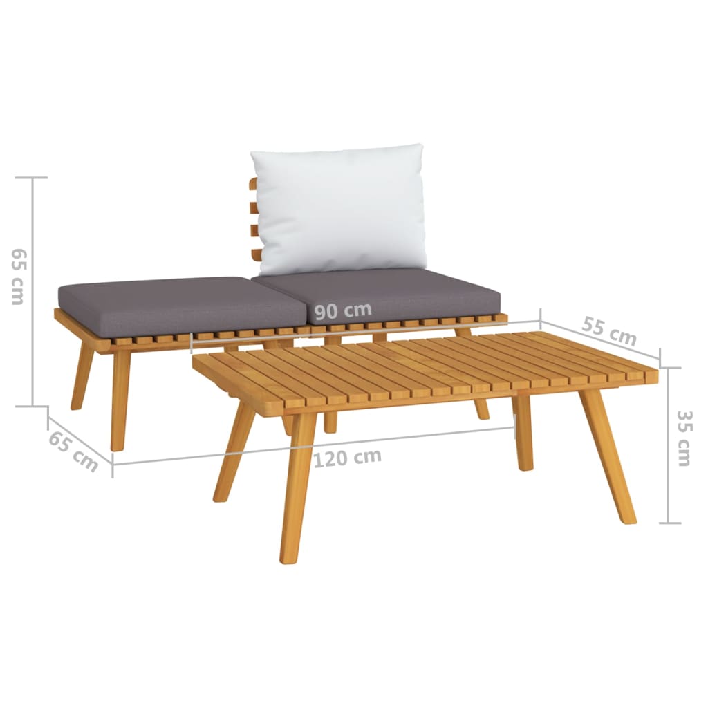 vidaXL 2 Piece Garden Lounge Set with Cushions Solid Acacia Wood