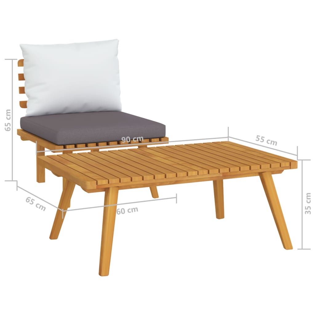 vidaXL 2 Piece Garden Lounge Set with Cushions Solid Acacia Wood