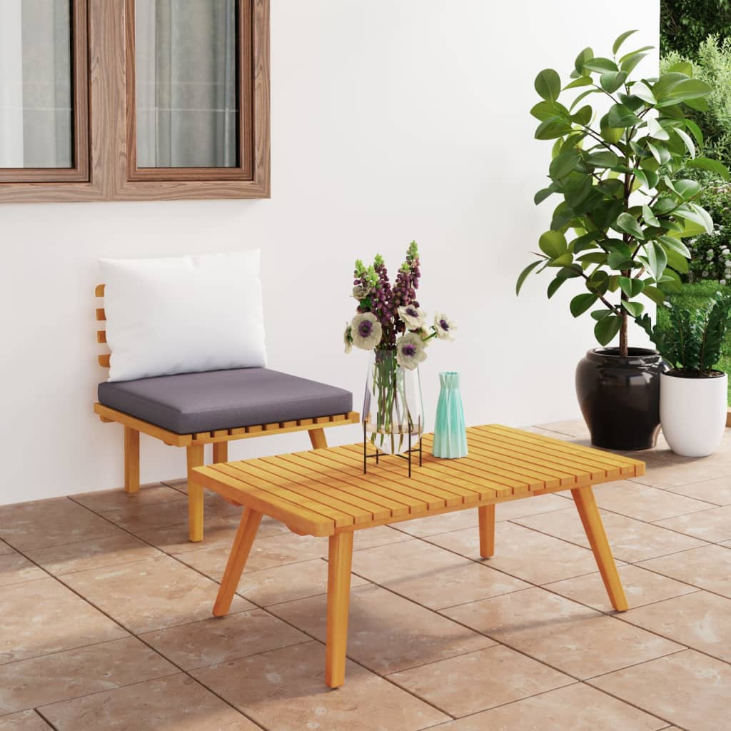 vidaXL 2 Piece Garden Lounge Set with Cushions Solid Acacia Wood