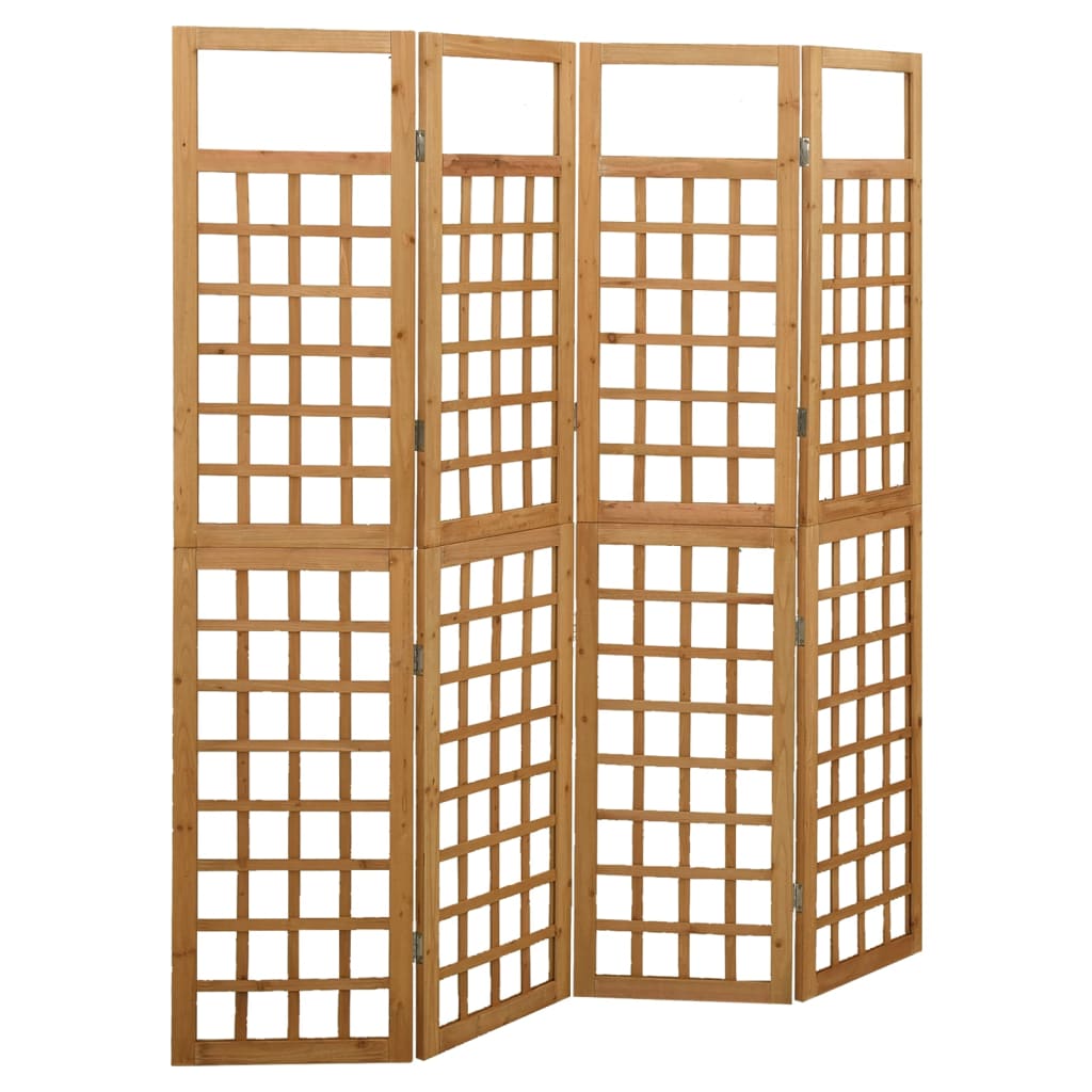 vidaXL 4-Panel Room Divider/Trellis Solid Fir Wood Black 161x180 cm