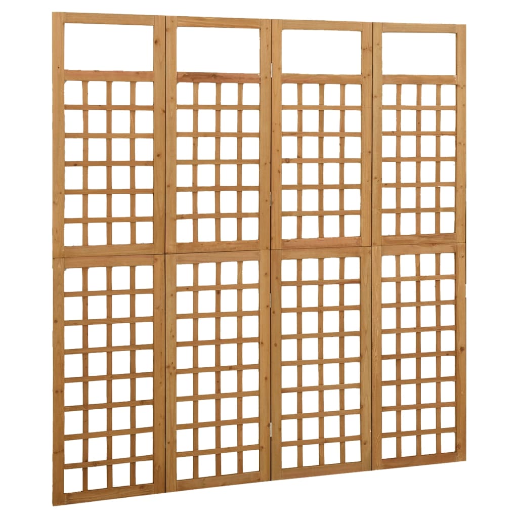 vidaXL 4-Panel Room Divider/Trellis Solid Fir Wood Black 161x180 cm