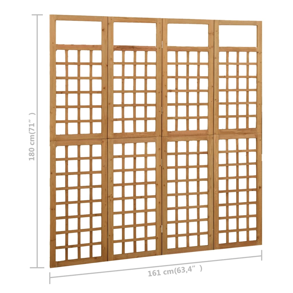 vidaXL 4-Panel Room Divider/Trellis Solid Fir Wood Black 161x180 cm