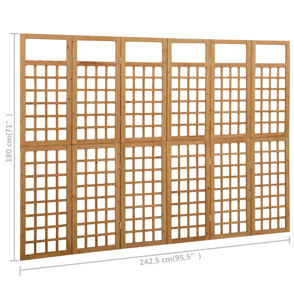 vidaXL 6-Panel Room Divider/Trellis Solid Fir Wood 242.5x180 cm