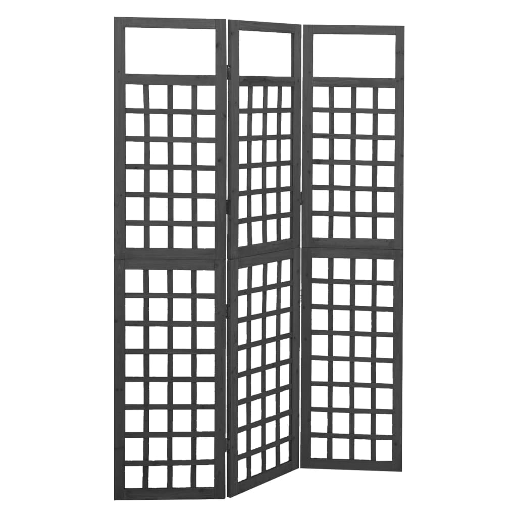 vidaXL 4-Panel Room Divider/Trellis Solid Fir Wood Black 161x180 cm