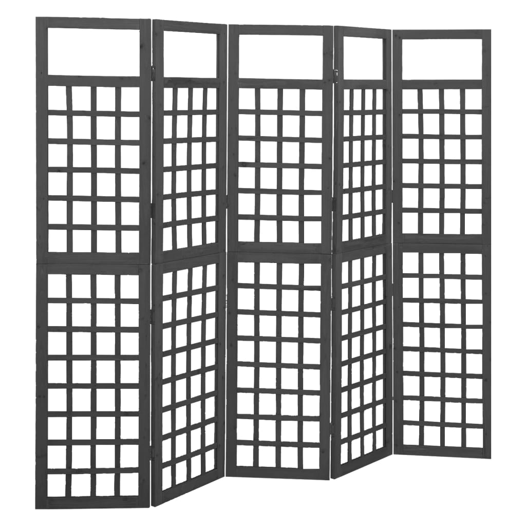 vidaXL 4-Panel Room Divider/Trellis Solid Fir Wood Black 161x180 cm