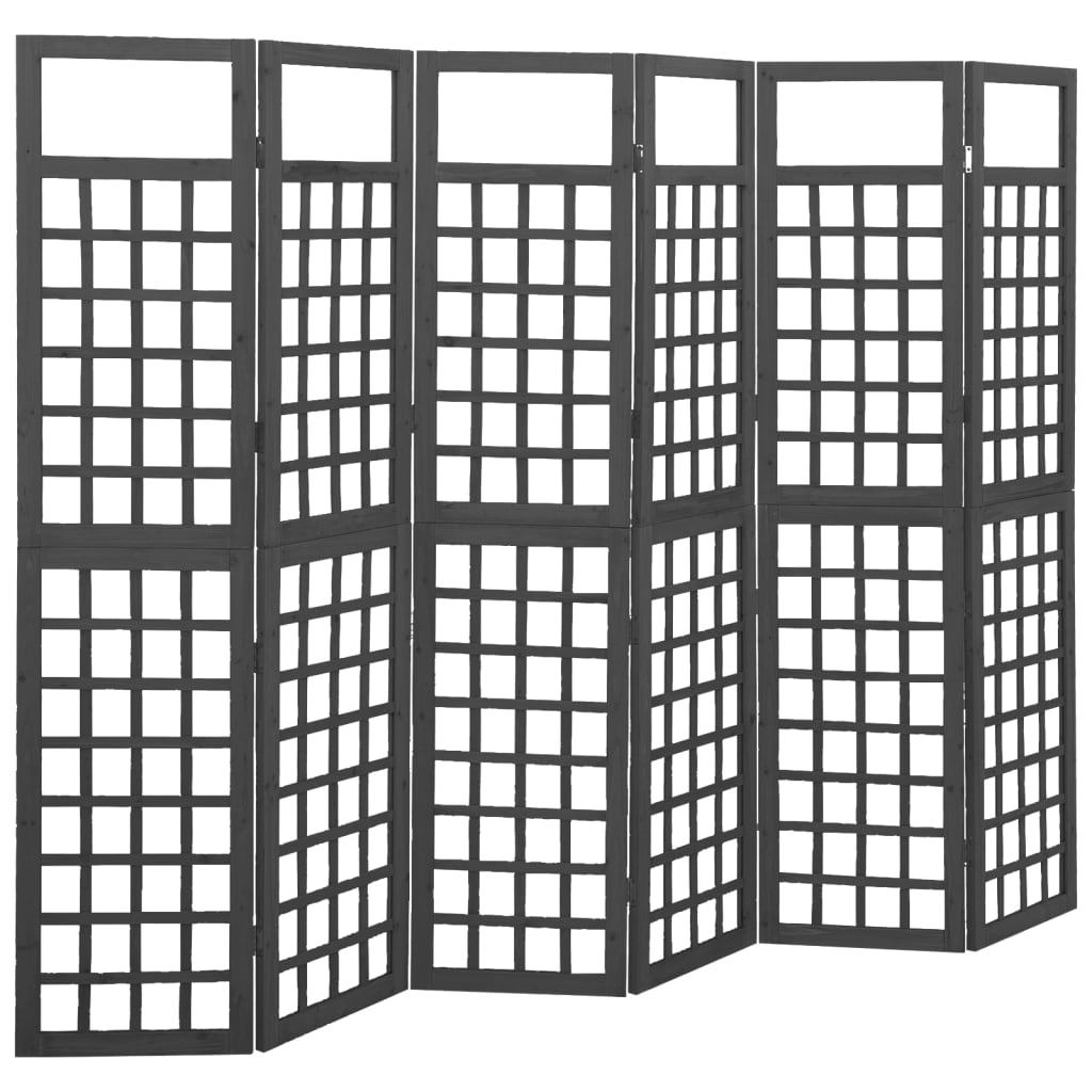 vidaXL 4-Panel Room Divider/Trellis Solid Fir Wood Black 161x180 cm