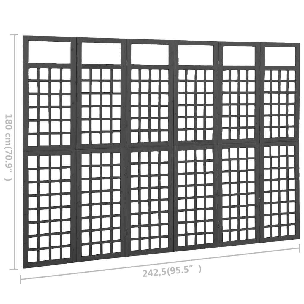 vidaXL 4-Panel Room Divider/Trellis Solid Fir Wood Black 161x180 cm