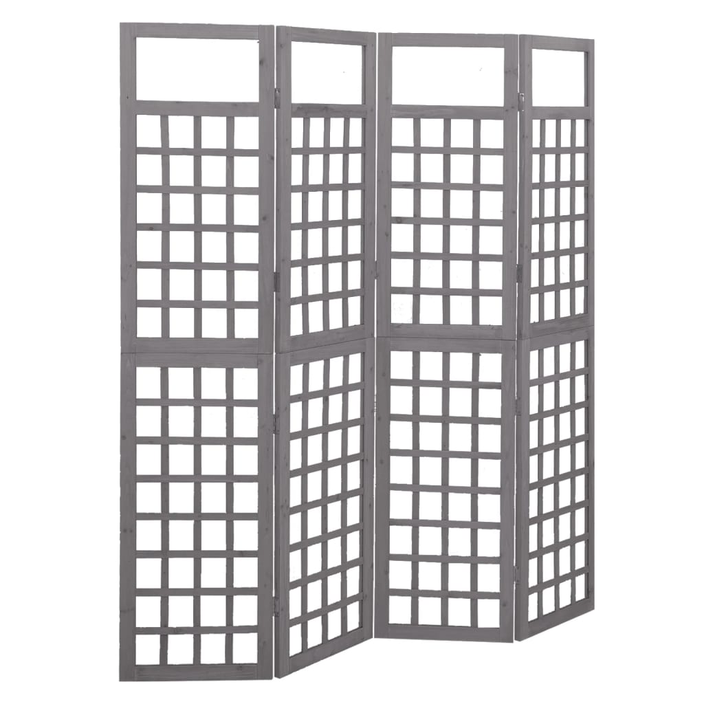 vidaXL 4-Panel Room Divider/Trellis Solid Fir Wood Black 161x180 cm