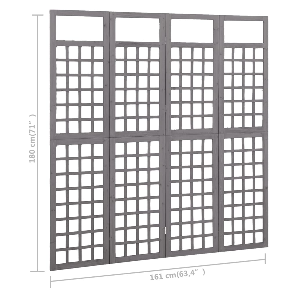 vidaXL 4-Panel Room Divider/Trellis Solid Fir Wood Black 161x180 cm