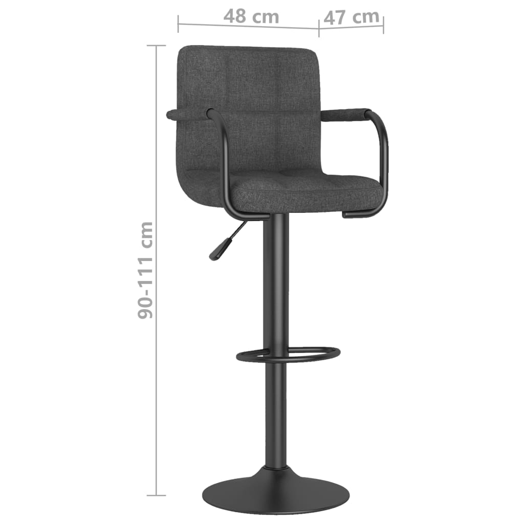 vidaXL Bar Stools 2 pcs Black Fabric