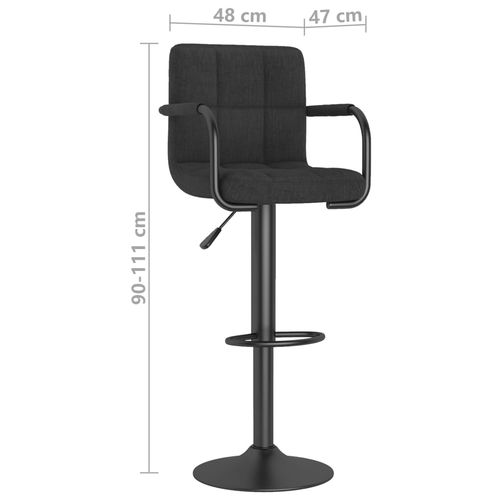 vidaXL Bar Stools 2 pcs Black Fabric