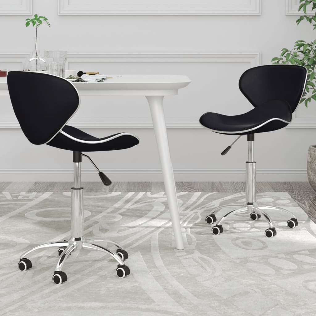 vidaXL Swivel Dining Chairs 6 pcs Black Faux Leather