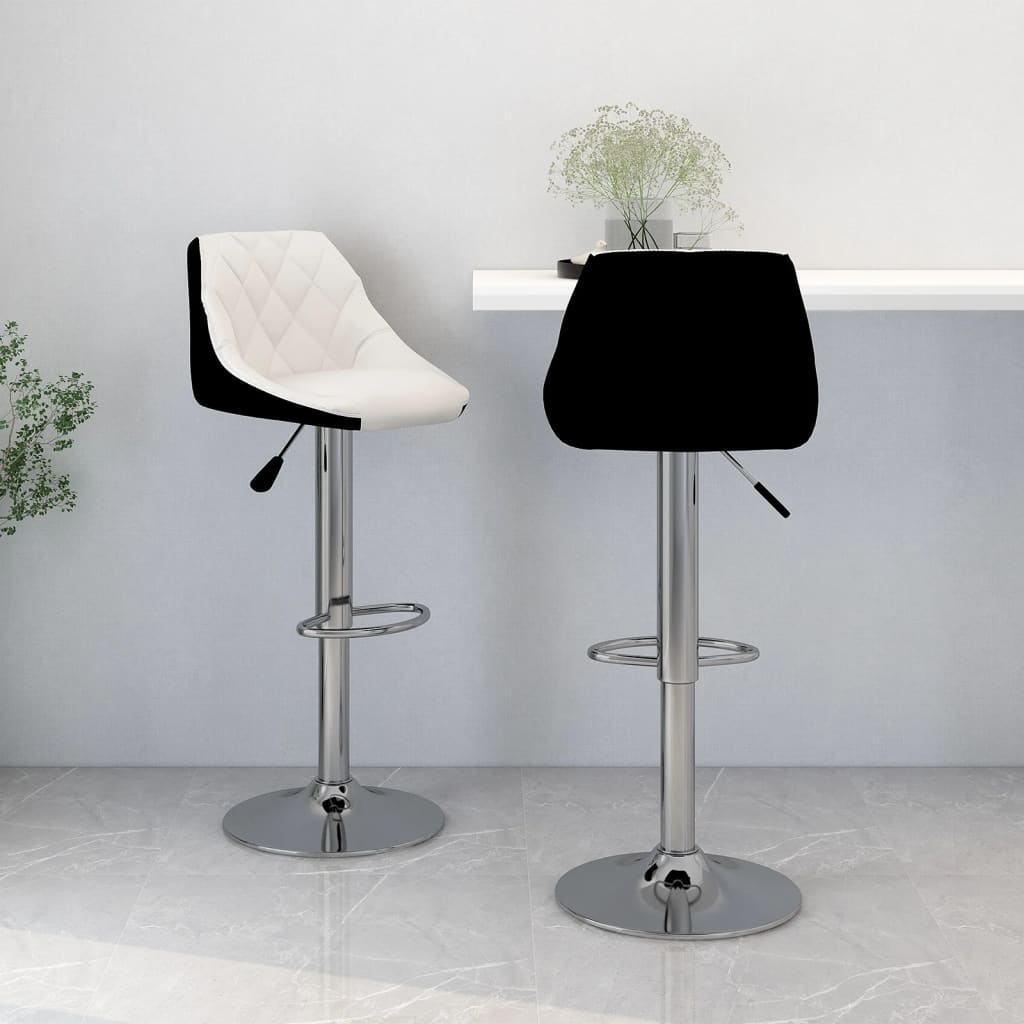 vidaXL Bar Stools 2 pcs White and Black Faux Leather