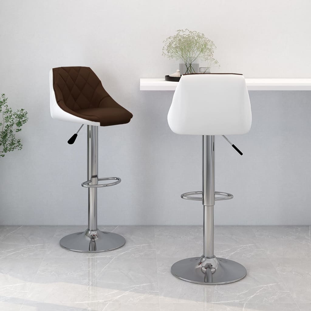 vidaXL Bar Stools 2 pcs White and Black Faux Leather