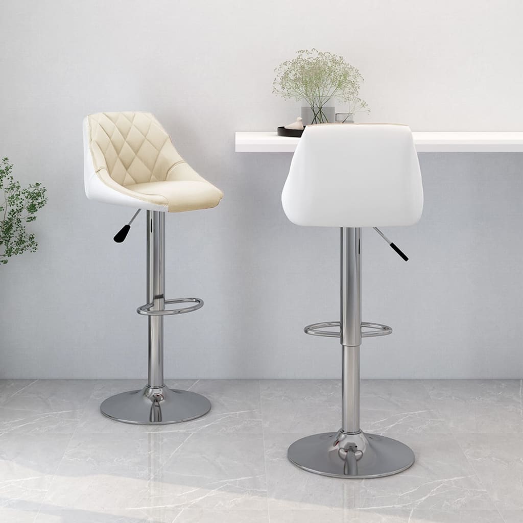 vidaXL Bar Stools 2 pcs White and Black Faux Leather