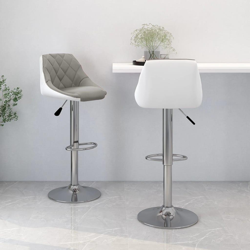 vidaXL Bar Stools 2 pcs White and Black Faux Leather