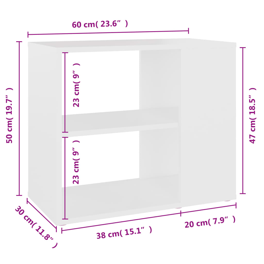 vidaXL Side Cabinet Black 60x30x50 cm Engineered Wood