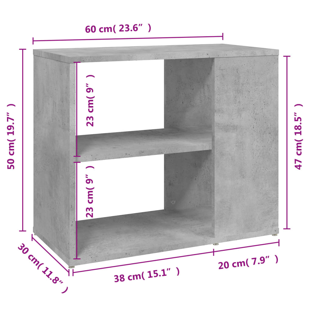 vidaXL Side Cabinet Black 60x30x50 cm Engineered Wood